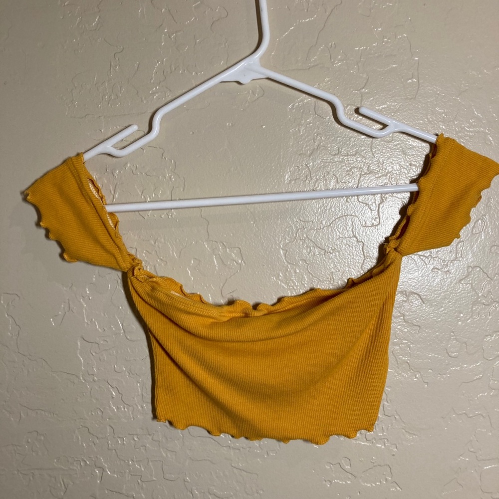 Off The Shoulder Yellow Crop Top